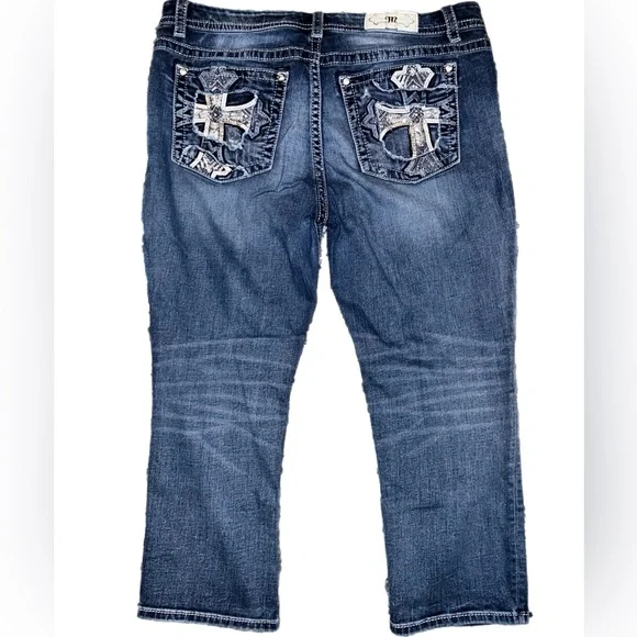 Women's Miss Me Jeans Mid-Rise Easy Crop Pants Sz 36 Plus Size - Picture 6 of 7